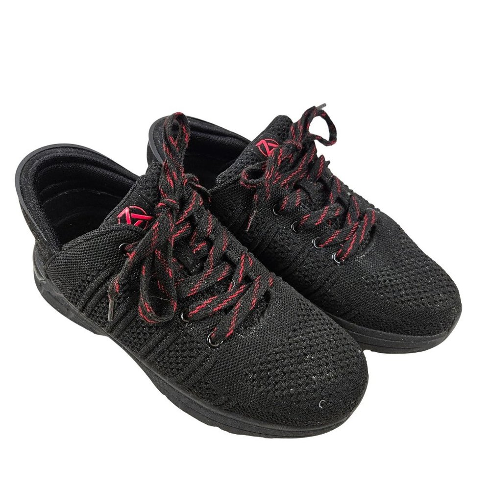 Zeba Shoes Womens 9.5 Black Mesh Lace Up Athletic Activewear Casual Sneakers
